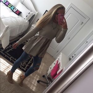 Nude Satin Bottom Sweater Top